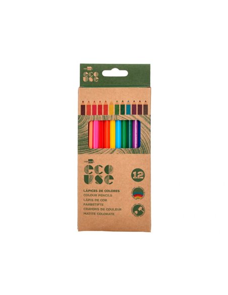 Crayon couleur liderpapel certifie fsc mine extra-resistante ecouse etui carton de 12 coloris assortis.