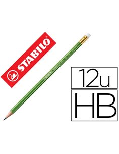 Crayon graphite stabilo greengraph hexagonal bois fsc vernis mat mine ultra résistante hb bout gomme.