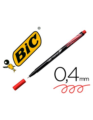 Stylo feutre bic intensity pointe fine corps noir verni couleurs rouge lot 12 unites.