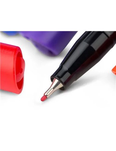 Stylo feutre bic intensity pointe fine corps noir verni couleurs rouge lot 12 unites.