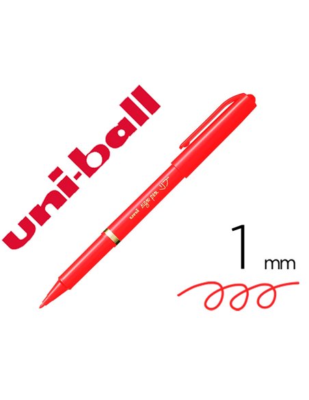 Feutre uniball sign pen encre super ink couvrante pointe feutre nylon ogive largeur trace 1mm coloris rouge.