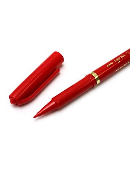 Feutre uniball sign pen encre super ink couvrante pointe feutre nylon ogive largeur trace 1mm coloris rouge.