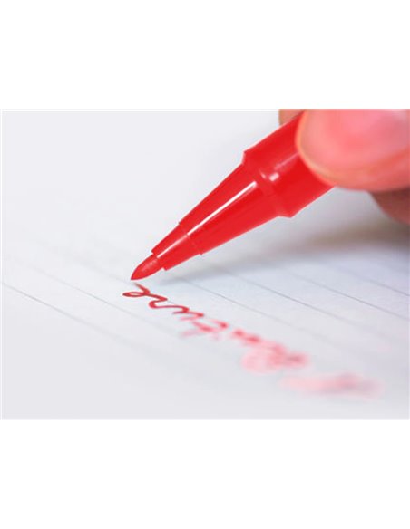 Feutre uniball sign pen encre super ink couvrante pointe feutre nylon ogive largeur trace 1mm coloris rouge.