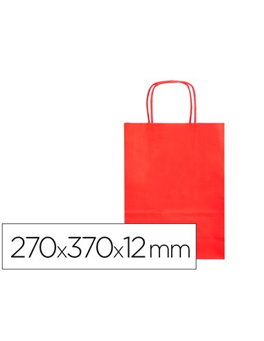 Sac papier q-connect cellulose m anse torsadee 270x370x12mm coloris rouge.