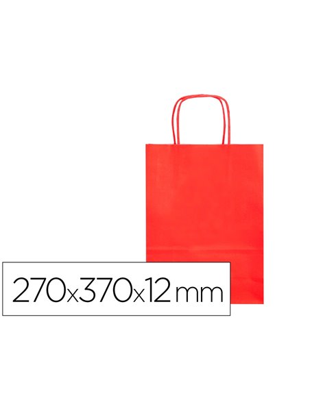 Sac papier q-connect cellulose m anse torsadee 270x370x12mm coloris rouge.