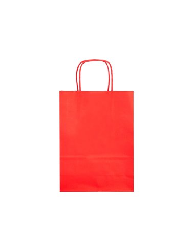 Sac papier q-connect cellulose m anse torsadee 270x370x12mm coloris rouge.
