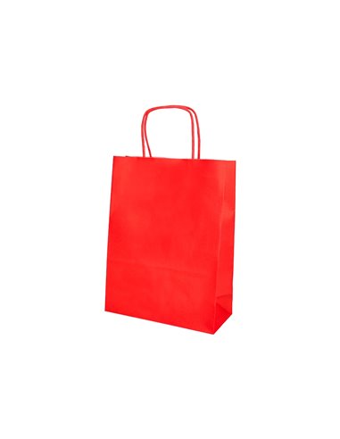 Sac papier q-connect cellulose m anse torsadee 270x370x12mm coloris rouge.