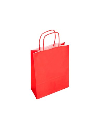 Sac papier q-connect cellulose m anse torsadee 270x370x12mm coloris rouge.