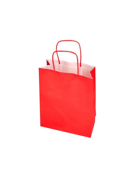 Sac papier q-connect cellulose m anse torsadee 270x370x12mm coloris rouge.