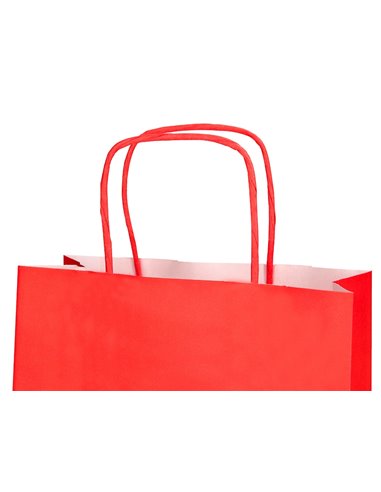 Sac papier q-connect cellulose m anse torsadee 270x370x12mm coloris rouge.