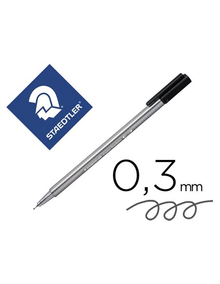 Feutre staedtler triplus fineliner 334 r pointe extra fine 0,3mm ergonomique coloris noir.