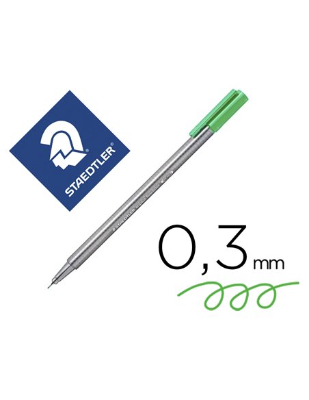 Feutre staedtler triplus fineliner 334 r pointe extra fine 0,3mm ergonomique coloris vert.