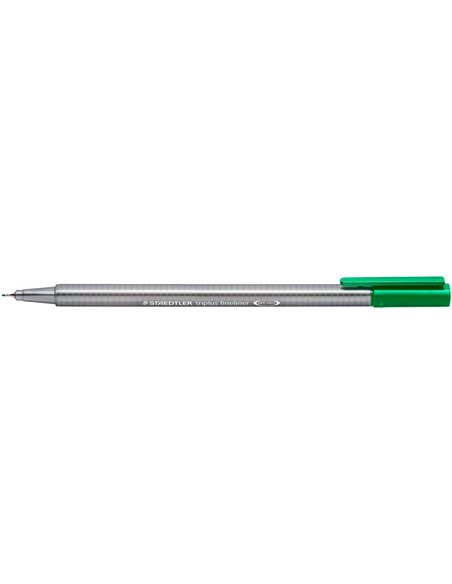 Feutre staedtler triplus fineliner 334 triangulaire pointe superfine 0,3mm coloris vert.