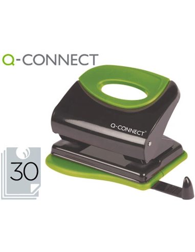 Perforateur q-connect métallique capacité perforation 30f 2 trous coloris attractifs noir/vert 117x105mm.