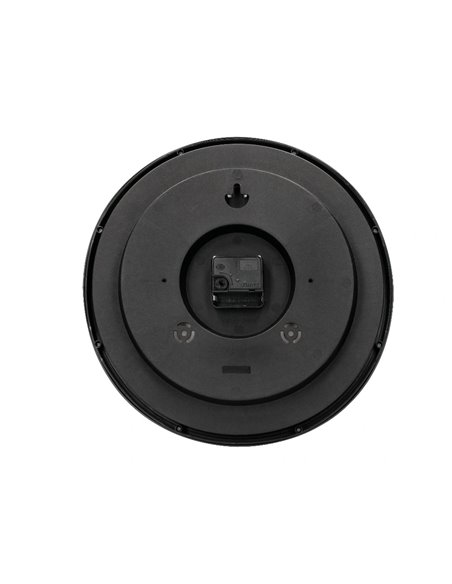 Horloge q-connect murale plastique design actuel numéros noirs fond blanc 1 pile aa non fournie diamètre 34cm noir.