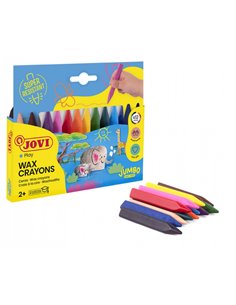 Coffret de 12 crayons de cire triangulaires Jovi Triwax - Ne tache pas - Ligne lisse - Haute performance - Convient aux taille-c
