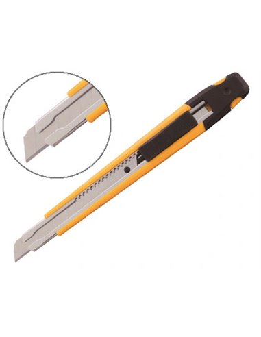 Cutter olfa a1 lame 9mm ambidextre guide lame acier corps abs clip embout casse-lame.