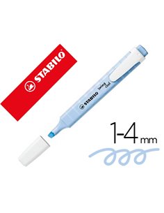 Surligneur stabilo swing cool pastel edition format stylo pointe biseautee trace 1/4mm clip coloris nuage de bleu.