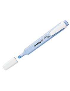 Surligneur stabilo swing cool pastel edition format stylo pointe biseautee trace 1/4mm clip coloris nuage de bleu. 2