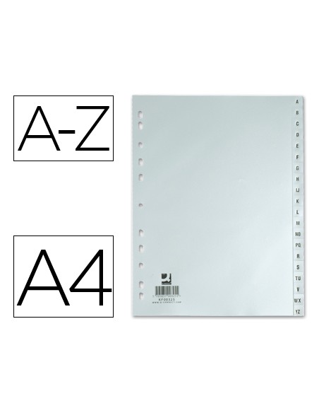 Intercalaire q-connect pp 12/ 100e a4 225x297mm multiperforé alphabet gravé onglets coloris gris