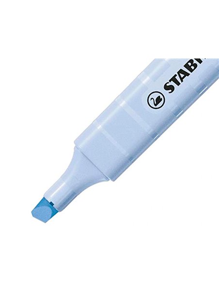 Surligneur stabilo swing cool pastel edition format stylo pointe biseautee trace 1/4mm clip coloris nuage de bleu.