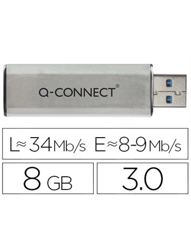 Clé usb q-connect 3.0 8gb lecture175mb/s écriture 60mb/s ré tractable interface superspeed 3.0 compatible usb 2.0.