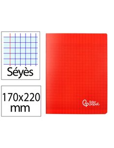 Cahier piqure liderpapel couverture pp 170x220mm 96p seyes coloris rouge.
