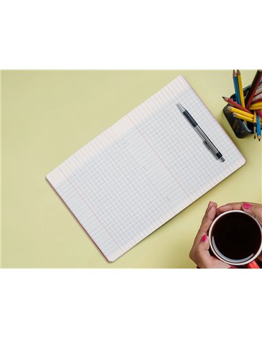 Cahier piqure liderpapel couverture pp 170x220mm 96p seyes coloris rouge.