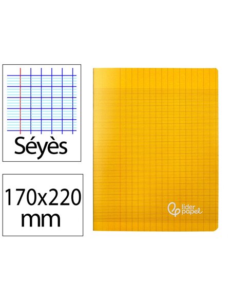 Cahier piqure liderpapel couverture pp 170x220mm 96p seyes coloris jaune.