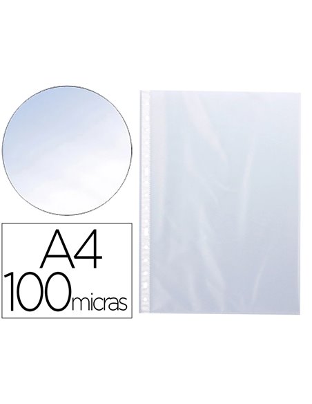 Pochette q-connect polypropylène lisse 10/100e perforée cristal antistatique a4 210x297mm boite de 100 unites.