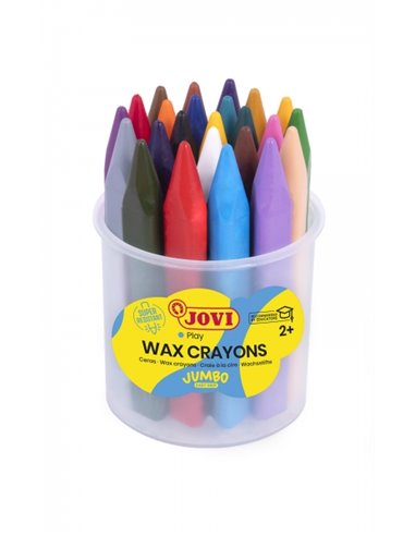 Pot de 24 crayons triangulaires Jovi Jumbo Easy Grip - Ne tache pas - Super résistant - Prise en main facile - Ligne lisse - Con