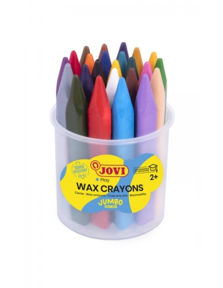 Pot de 24 crayons triangulaires Jovi Jumbo Easy Grip - Ne tache pas - Super résistant - Prise en main facile - Ligne lisse - Con