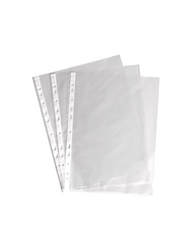 Pochette q-connect polypropylène lisse 10/100e perforée cristal antistatique a4 210x297mm boite de 100 unites.