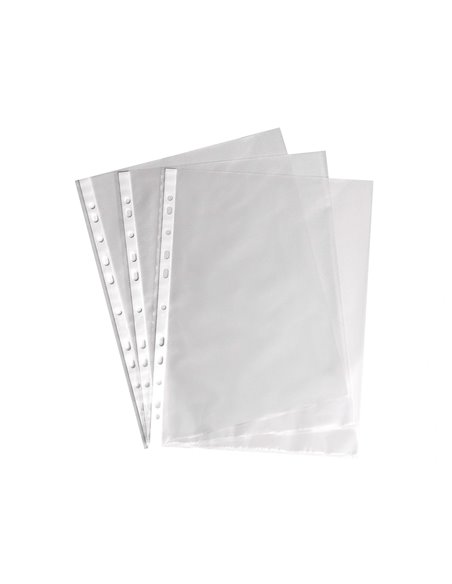 Pochette q-connect polypropylène lisse 10/100e perforée cristal antistatique a4 210x297mm boite de 100 unites.