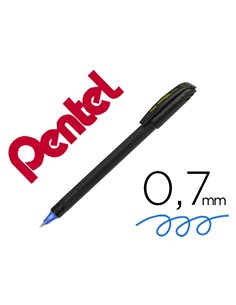 Roller pentel energel ecologique et rechargeable capuchon ideal gaucher pointe 0,7mm coloris noir encre bleue.