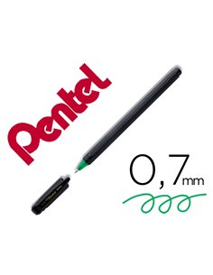 Roller pentel energel ecologique et rechargeable capuchon ideal gaucher pointe 0,7mm coloris noir encre verte.