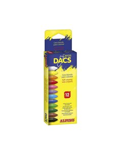 Lot de 12 crayons de cire colorés Alpino Dacs - Texture crémeuse - Estompables - Peinture lisse et couvrante - Colorés et créati