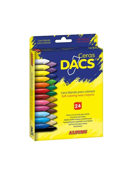 Lot de 24 crayons de cire colorés Alpino Dacs - Texture crémeuse - Estompables - Peinture lisse et couvrante - Couleurs assortie