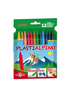 Lot de 12 crayons de couleur PlastiAlpino pour enfants - Matériau durable - Ne tache pas - Couleurs vives - Couleurs assorties