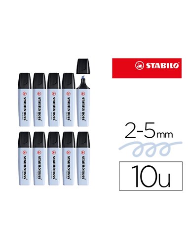 Surligneur stabilo boss original pastel encre base eau pointe biseautee largeur trace 2/5mm coloris nuage de.