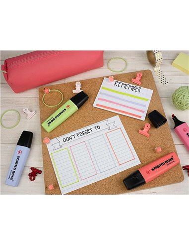 Surligneur stabilo boss original pastel encre base eau pointe biseautee largeur trace 2/5mm coloris nuage de.