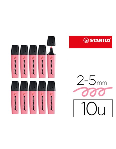 Surligneur stabilo boss original pastel encre base eau pointe biseautee largeur trace 2/5mm coloris petale de.