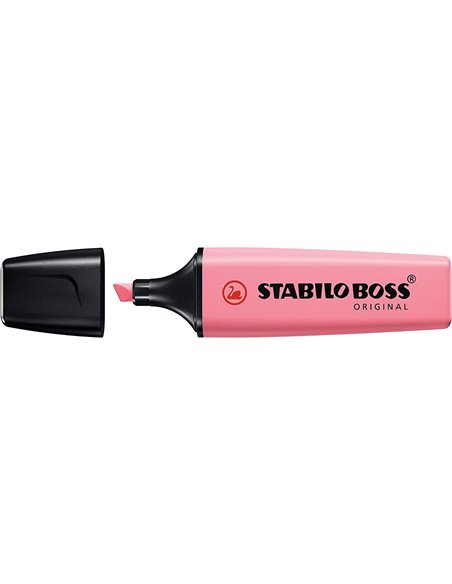 Surligneur stabilo boss original pastel encre base eau pointe biseautee largeur trace 2/5mm coloris petale de.