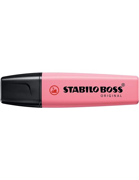 Surligneur stabilo boss original pastel encre base eau pointe biseautee largeur trace 2/5mm coloris petale de.