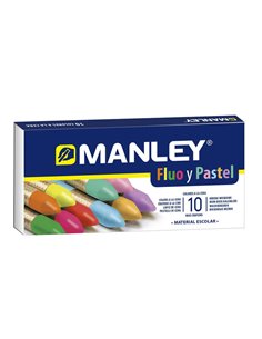 Lot de 10 crayons de cire Manley de couleur spéciale (Fluo + Pastel) - Crayons de cire souples aux traits lisses - Grande variét