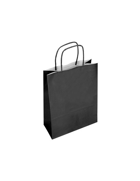 Sac papier q-connect cellulose l anse torsadee 320x400x14mm coloris noir.