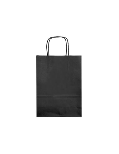 Sac papier q-connect cellulose l anse torsadee 320x400x14mm coloris noir.