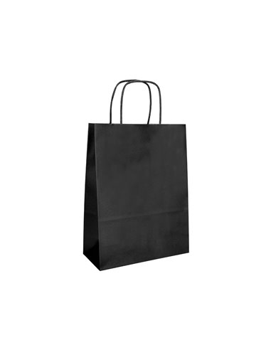 Sac papier q-connect cellulose l anse torsadee 320x400x14mm coloris noir.