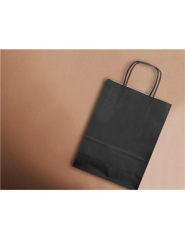 Sac papier q-connect cellulose l anse torsadee 320x400x14mm coloris noir.