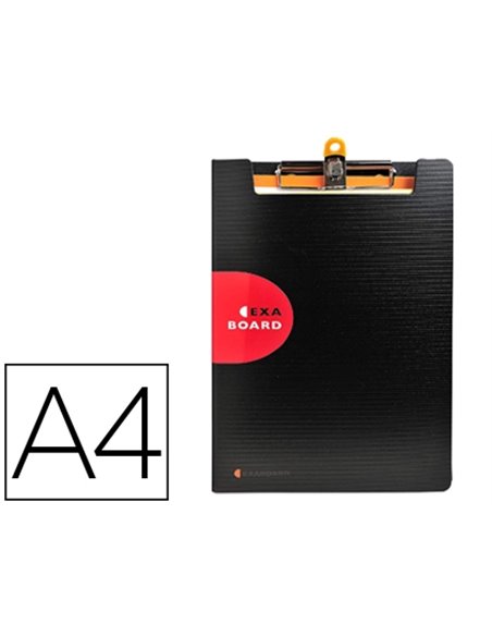 Porte-bloc exacompta exaboard a4 rabat clip métal solide porte-stylo fermeture élastique 23,5x33,5cm coloris noir.